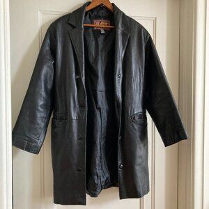 Sam women's vintage European black leather 3/4 length coat butter soft